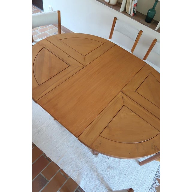 Round Extending Dining Table in Elm attributed to Maison Regain, France, 1980s For Sale - Image 13 of 15