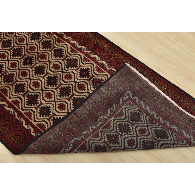 Baloch Rug 3'4'' X 6'11'' Beige Wool Vintage Tribal Hand-Knotted Oriental Carpet For Sale - Image 11 of 12