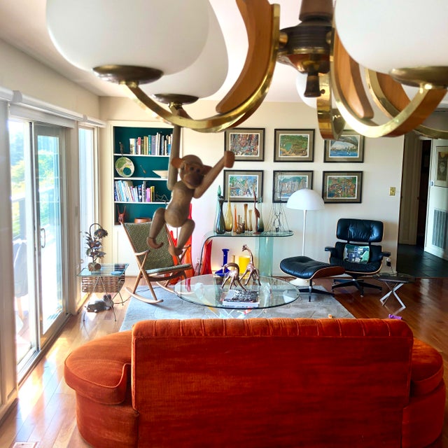 1970s Orange Tufted Armless Sofa For Sale In Fayetteville, AR - Image 6 of 8