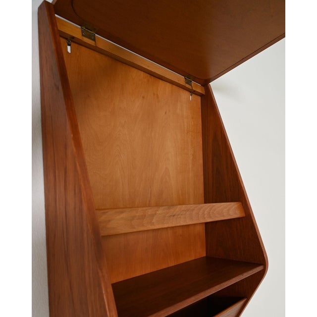 Wood Scandinavian Teak Wall Mirror with Storage Compartment, 1960s For Sale - Image 7 of 9