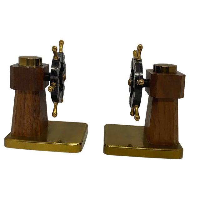 Walter Von Nessen 1930s Art Deco Ship's Wheel Bookends by Walter Von Nessen for Chase & Co. - a Pair For Sale - Image 4 of 13