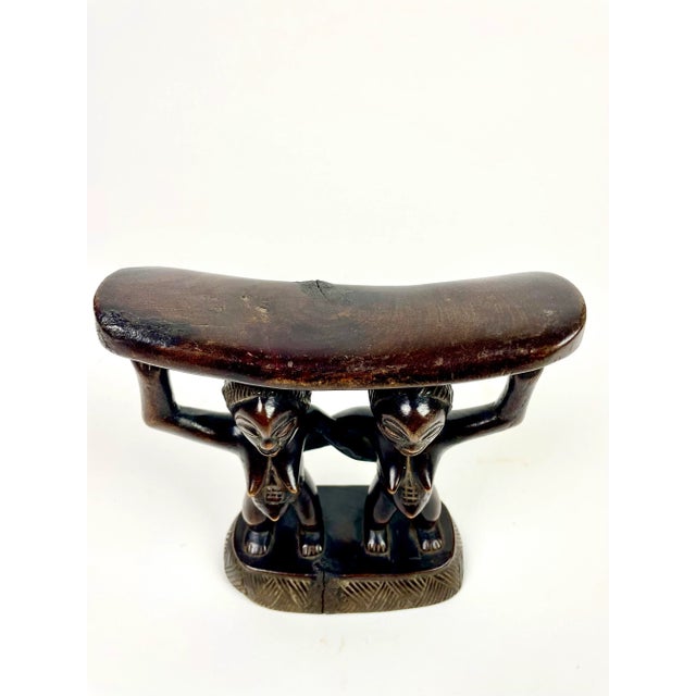 African Luba Headrest With Carved Twins For Sale In Chicago - Image 6 of 7