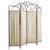 Vintage French Four-Panel Hammered Iron Folding Screen with Pleated Fabric For Sale