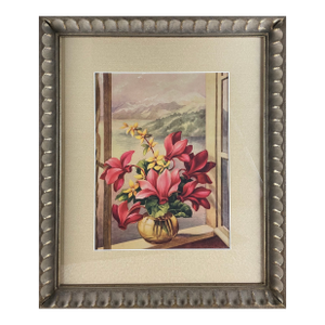 1940s Lithograph "Cyclamen Persicum in a Window"