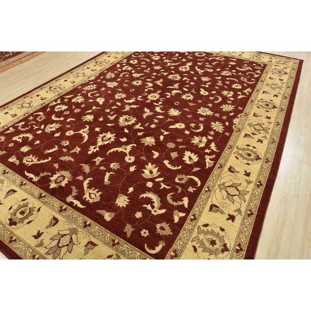 Traditional Ziegler Rug 10'1'' X 13'11'' Red Wool Traditional Hand-Knotted Oriental Carpet For Sale - Image 3 of 12