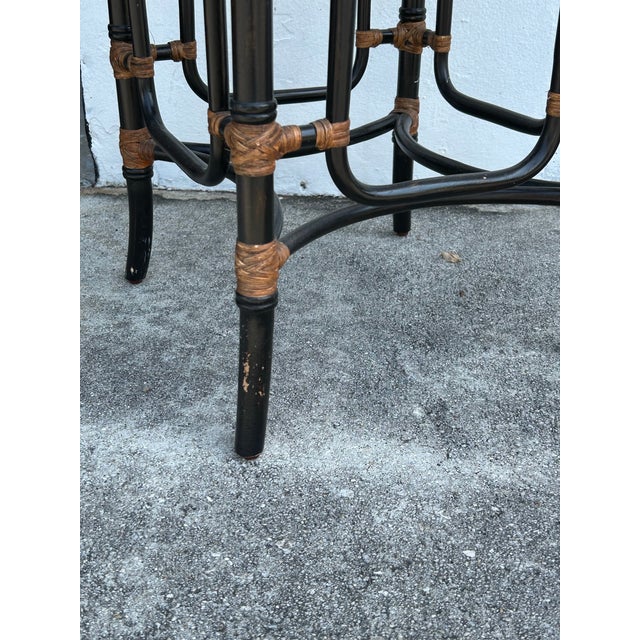 1980s Pair of Faux Bamboo and Rattan Stands by Bernhardt For Sale In West Palm - Image 6 of 7