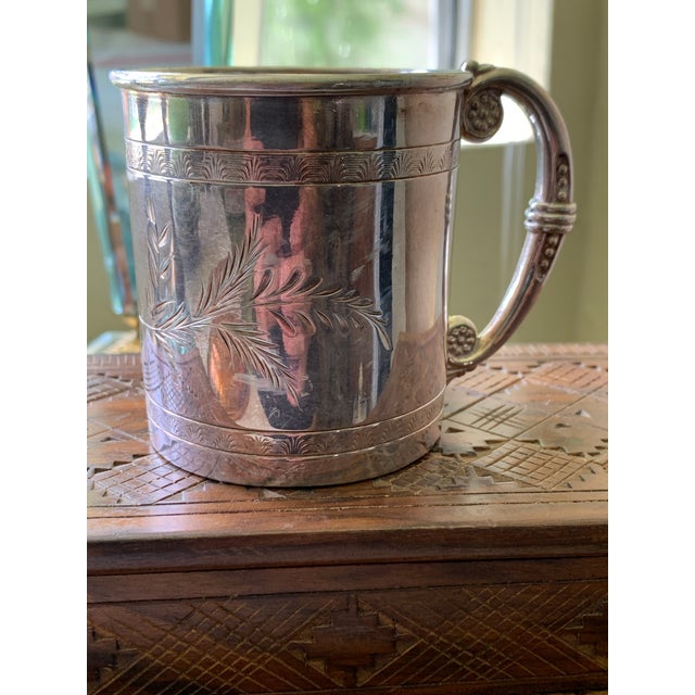 Silver Antique Engraved Aesthetic Movement Silver Plate Cup For Sale - Image 8 of 12
