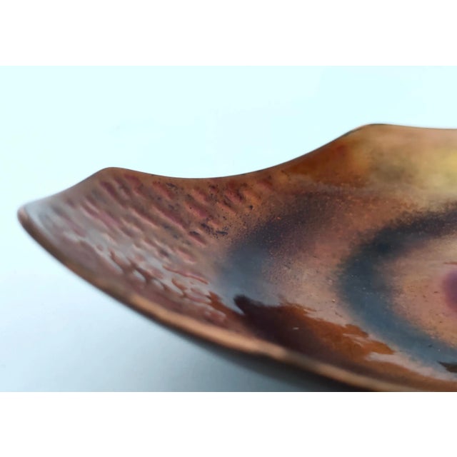 Brown Vintage Enameled Copper Bowl attributed to Paolo De Poli, 1960s For Sale - Image 8 of 14