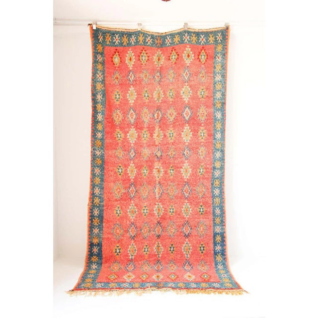 An authentic vintage Moroccan Berber tribal rug, handwoven in Morocco during the mid-20th century, circa 1960s. Measuring...