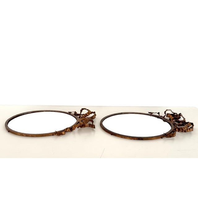 Mid-Century Modern Italian Wrought Iron Wall Mirrors, 1950s, Set of 2, in Very Good conditions. Designed 1950 to 1959