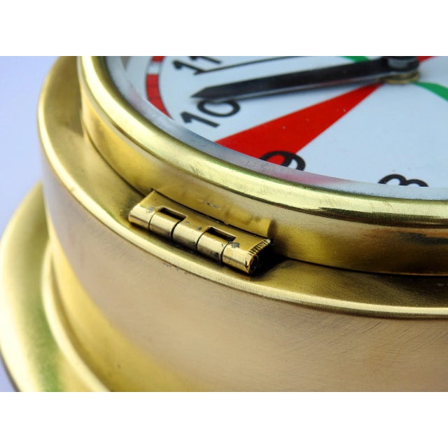 1990s 1990s Vintage Brass Nautical Maritime Wall Clock Navigation For Sale - Image 5 of 6