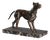 Bronze Dog on Black Marble Base For Sale