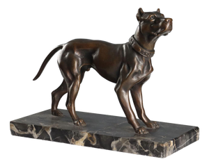 Bronze Dog on Black Marble Base