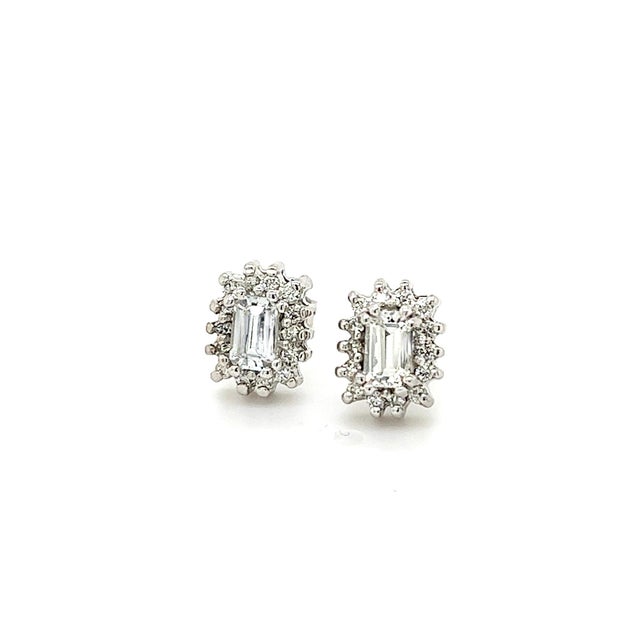 Natural Sapphire Diamond Stud Earrings 14k W Gold 0.94 TCW Certified For Sale - Image 12 of 16