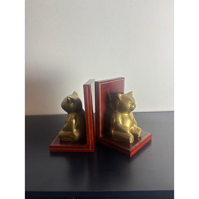 1980s Brass Teddy Bear Bookends For Sale - Image 4 of 6