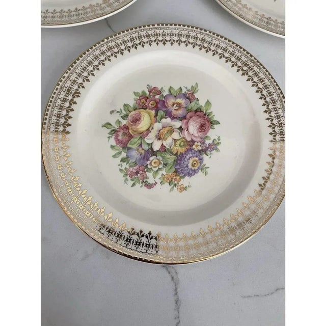 Shabby Chic Vintage 22 Karat Gold China Dessert Plates- Set of 5 For Sale - Image 3 of 10