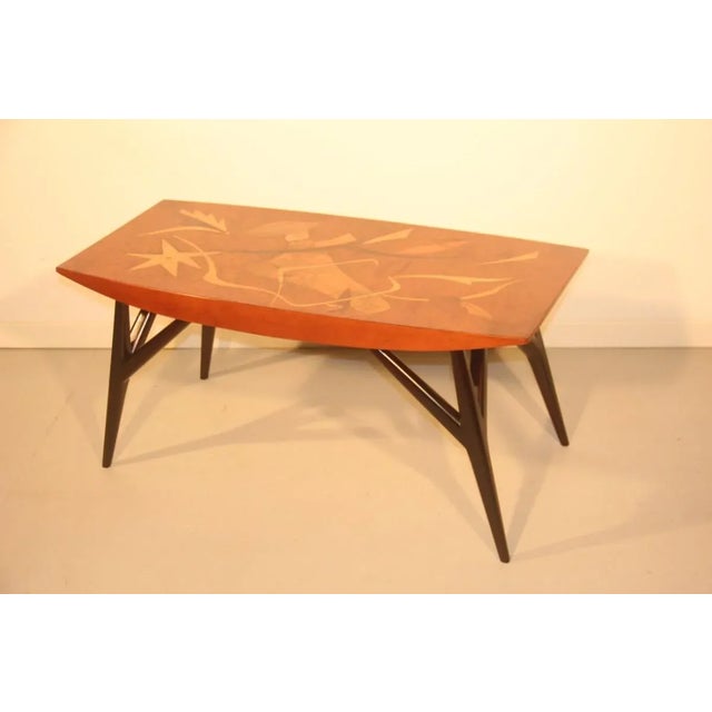 Italian Coffee Table with Wooden Inlays by Luigi Scremin, 1950 For Sale - Image 18 of 18