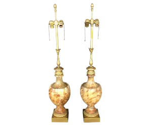 1900s Marble and Onyx Lamps- A Pair