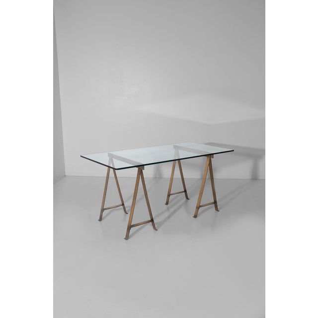 Metal Dining Table Model Cavalletto in Brass by Luigi Caccia Dominioni, 1970s For Sale - Image 7 of 10