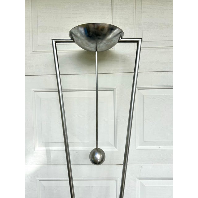 Ron Rezek postmodern brushed Steel floor Lamp Post-modern sculptural multi-directional floor lamp by Ron Rezek, produced...