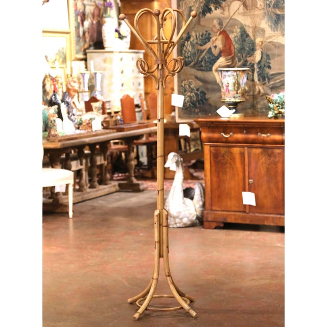 Mid-Century Italian Bamboo and Rattan Hall Tree in the Manner of Franco Albini For Sale In Dallas - Image 6 of 10