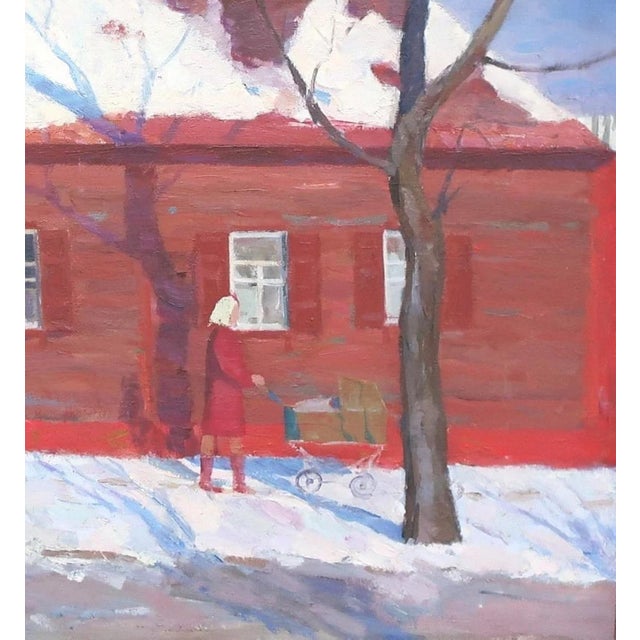 1970s Vintage Winter Landscape Oil Painting, 1973 For Sale - Image 5 of 6