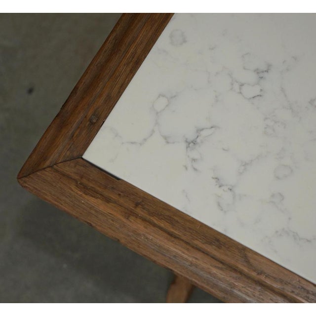 Antique Victorian Oak X Frame Dining Table with Marble Top, 1870s For Sale - Image 9 of 18