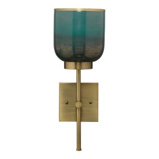 Jamie Young Vapor Single Wall Sconce in Antique Brass & Aqua For Sale