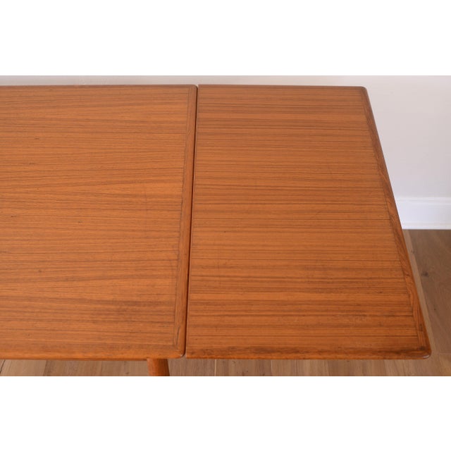 Kurt Ostervig Style Danish Teak Extendable Dining Table With Hidden Leaves For Sale - Image 10 of 13