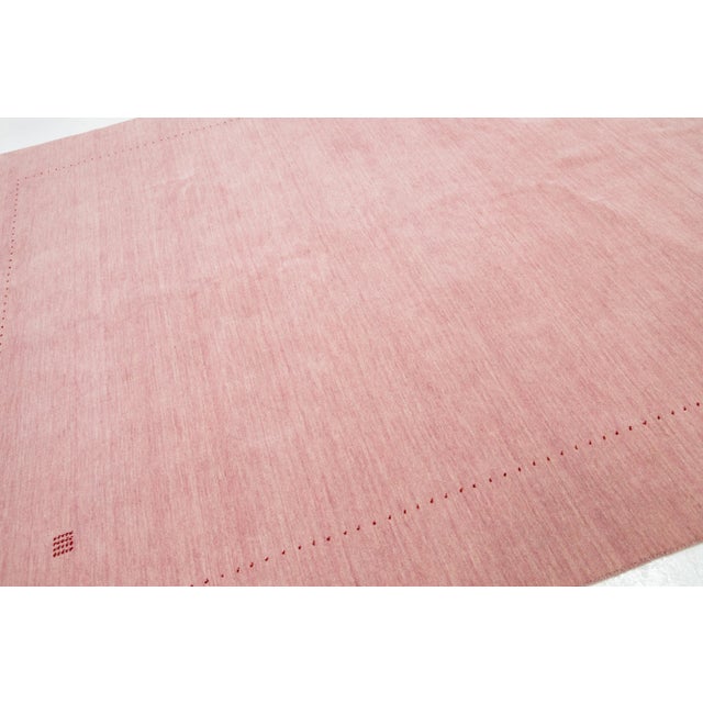 Room-Size Modern Minimalist Hand-Loomed Gabbeh Wool Rug in Pink For Sale In New York - Image 6 of 10