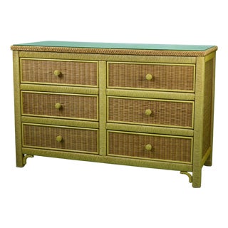 Vintage Henry Link Woven Rattan Dresser For Sale