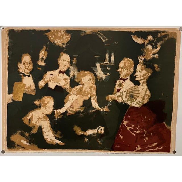 Jack Levine, Jack Levine American Modernist Social Realist WPA Artist Lithograph Dinner Party, Circa Mid - Late 1900's For Sale In Miami - Image 6 of 6