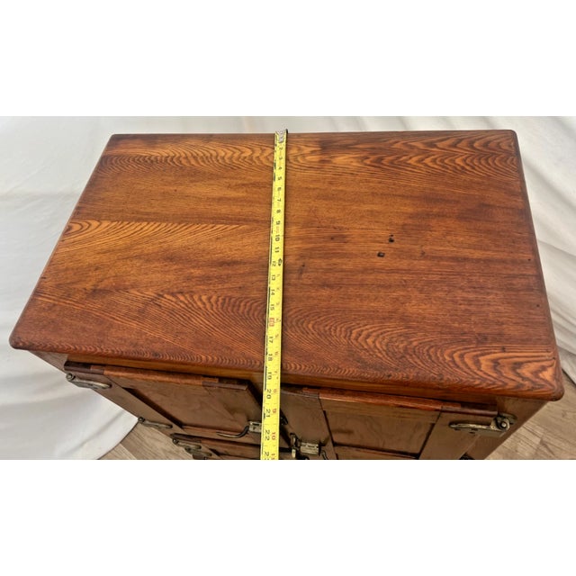 Brown Antique Ice Box Three Storage Cabinets, Oak, Brass Latches Three Racks 32" Wide For Sale - Image 8 of 9