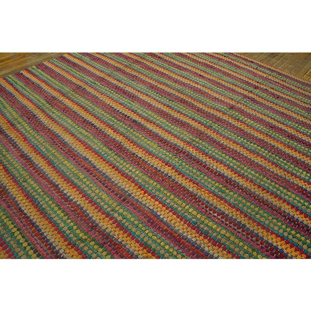 1950s Multicolor Stripe Modern Vintage American Braided Rug 8'4" X 11' Flatweave Wool Carpet For Sale In New York - Image 6 of 6