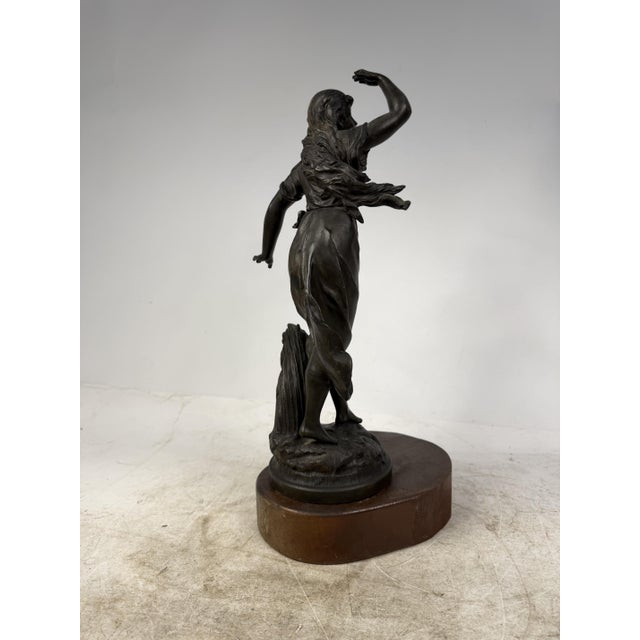 Brown Emile Bruchon, Art Nouveau Sculpture of the Storm (Temporal), Metal For Sale - Image 8 of 14