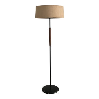 1960s Brass and Teak Floor Lamp by Gerald Thorston for Lightolier For Sale
