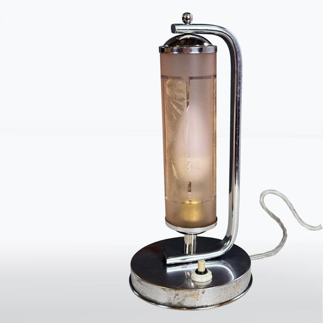 Style: Bauhaus, date of manufacture: 1930, material: chrome structure, glass. The chrome construction is professionally...