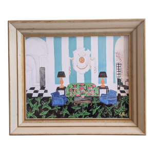 Original Fauvist Greenbrier Resort Hotel "Lobby Lounge" Dorothy Draper Interior Art
