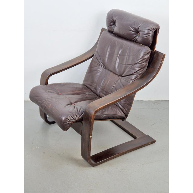 Vintage Coja Armchair in Brown Leather and Bentwood, 1970s For Sale - Image 6 of 13