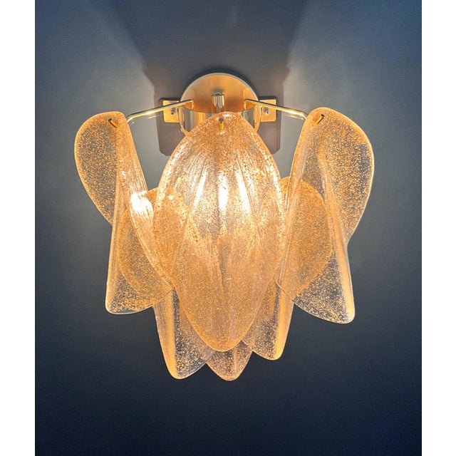 Vintage Gold Murano Glass Petal Wall Sconces from Rondini, 1990s, Set of 2 For Sale - Image 10 of 16
