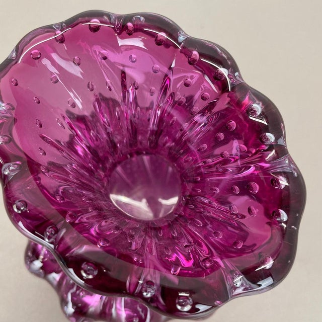 Cordonato Doro Vase in Pink Murano Glass attributed to Barovier and Toso, Italy, 1970s For Sale - Image 13 of 18