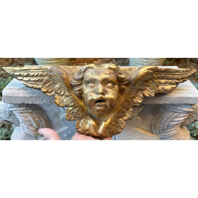 Baroque 18th Century Italian Carved Giltwood Baroque Winged Angel Cherub For Sale - Image 3 of 12