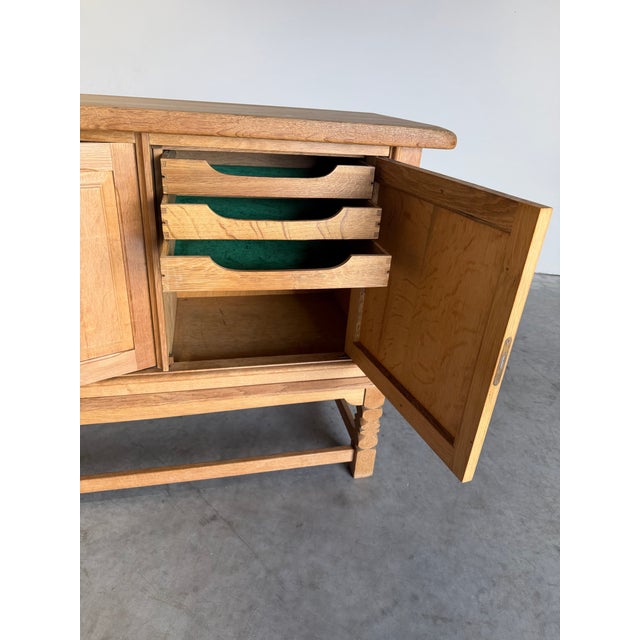 Wood Mid Century Danish Oak Henning Kjaernulf Style Credenza For Sale - Image 7 of 12