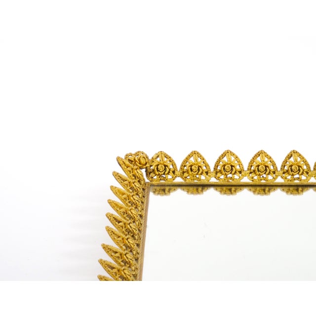 American Large North American Gilt-Metal & Mirrored Vanity / Serving Tray, 1970s For Sale - Image 3 of 11