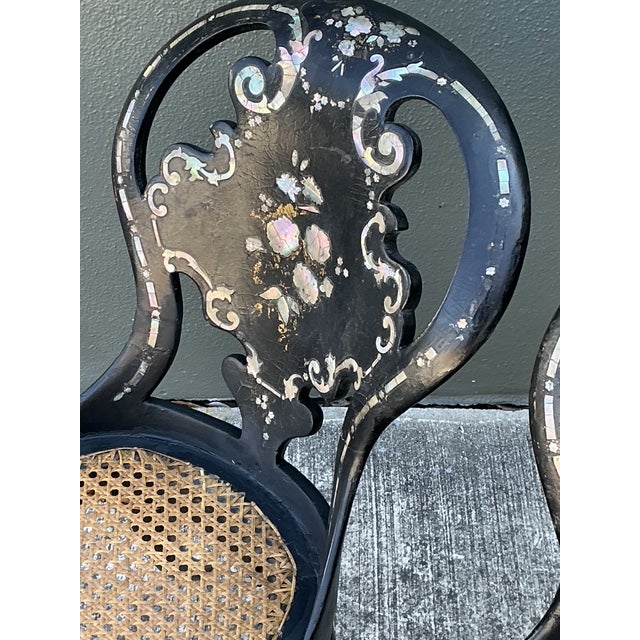 Vintage Papier Mache Cane Chairs - A Pair For Sale - Image 9 of 11