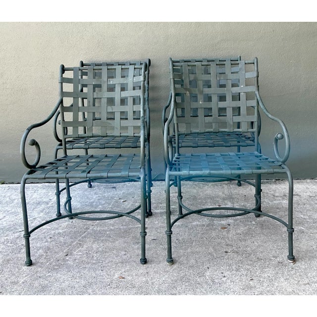 Vintage Brown Jordan “Florentine” Scroll Arm Metal Dining Chairs - Set of Four For Sale - Image 11 of 12