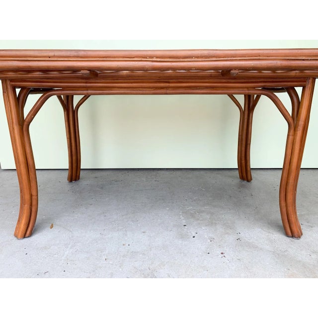 Brown Palm Beach Regency Island Style Rattan Table and Four Chairs - Set of 5 For Sale - Image 8 of 13