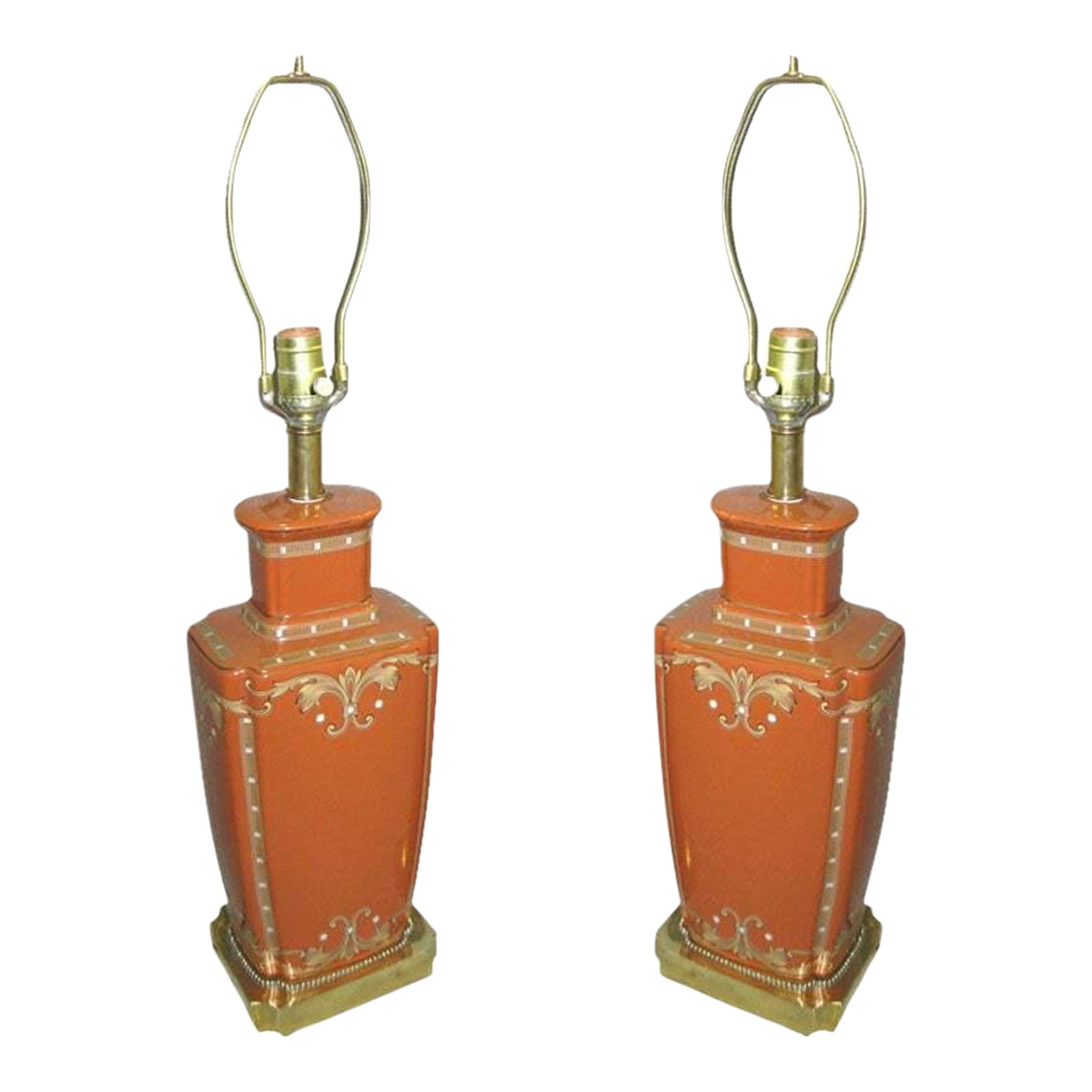 Pair of Ceramic and Gold Table Lamps Chairish