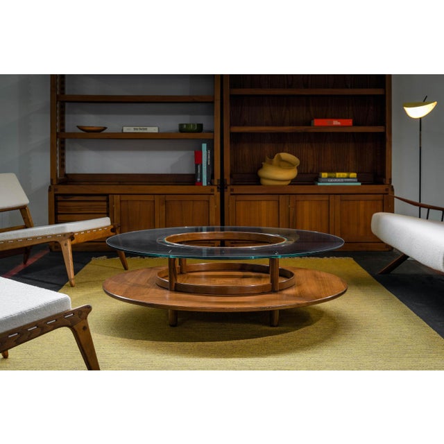 Beautiful coffee table designed by Gianfranco Frattini and manufactured by Cassina in Italy in 1960. Made from rich walnut...