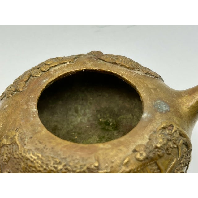 Bronze Vintage Chinese Bronze Teapot Featuring Important Mythological Figures For Sale - Image 8 of 12